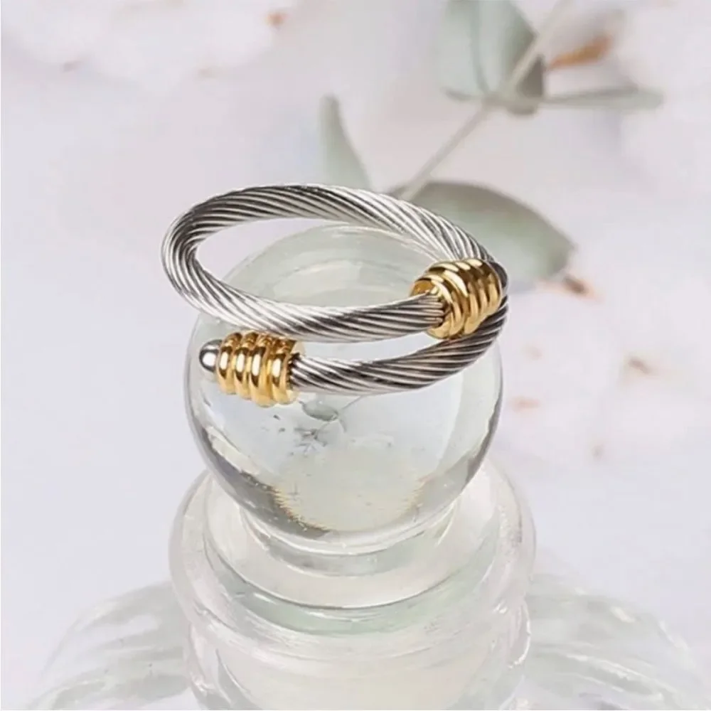 Twisted Cable Adjustable Wire Ring - Picture 5 of 6
